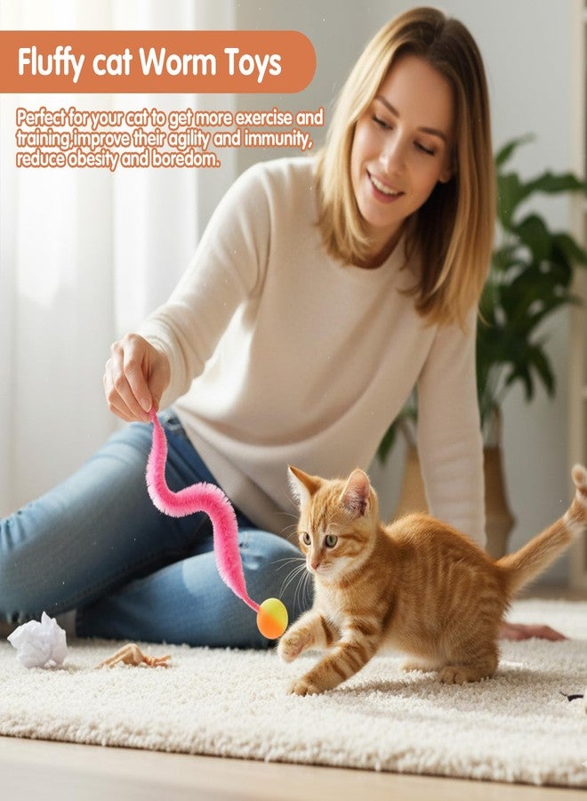 Elegaperma 7pcs Bouncy Tails Cat Toys,Bouncy Balls for Cats,Fuzzy Worm Cat Toy with Ball,Interactive Cats Toy Worm,Colorful Fuzzy Balls for Pet Party Favors,Rainbow Colors - Image 3